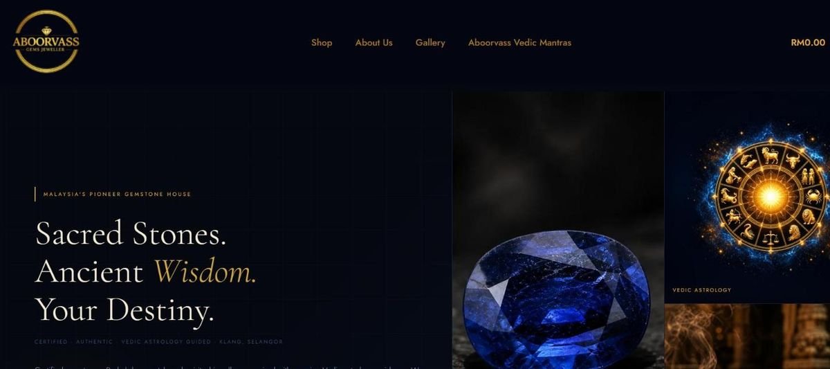 Aboorvass Gems website